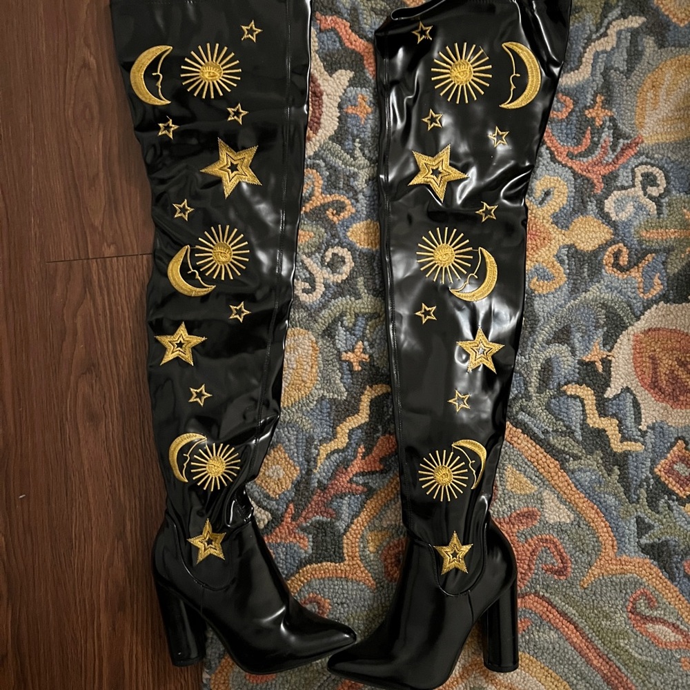 Sun and Moon Thigh High Boots